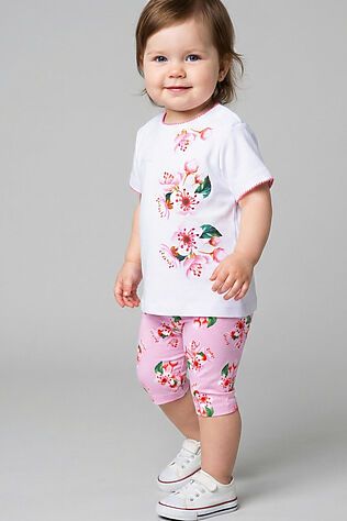 PLAYTODAY Комплект детский трикотажный для девочек: джемпер (футболка), брюки (легинсы укороченные) #1244607