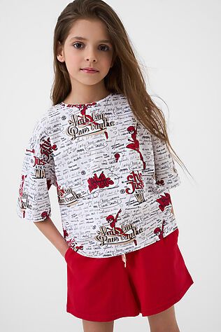 PLAYTODAY Комплект трикотажный для девочек: фуфайка (футболка), шорты #1244994