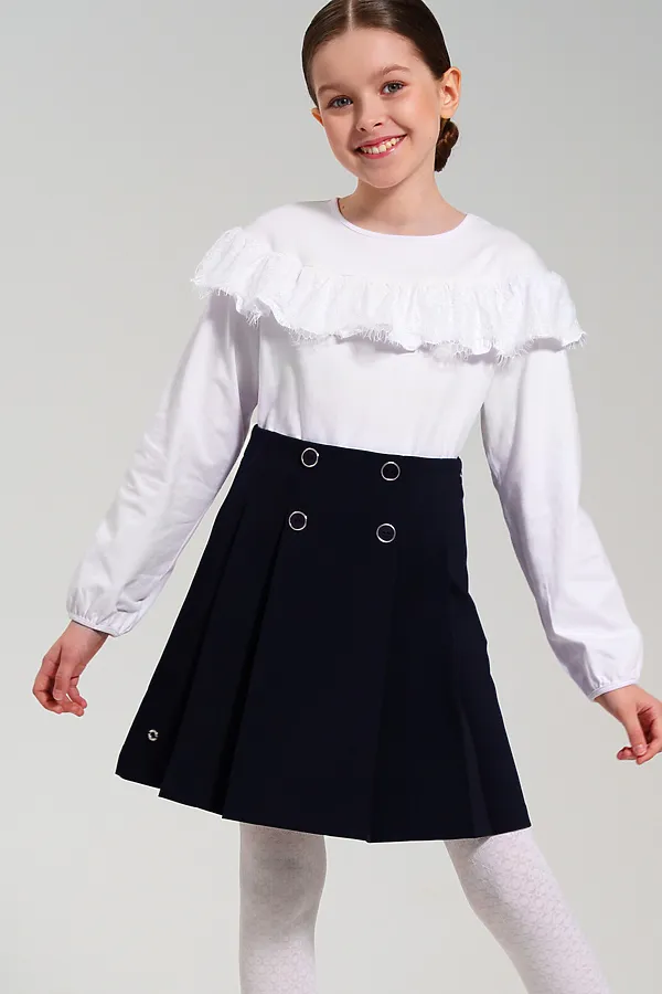 Юбка текстильная для девочек PLAYTODAY, тёмно-синий - фото 1