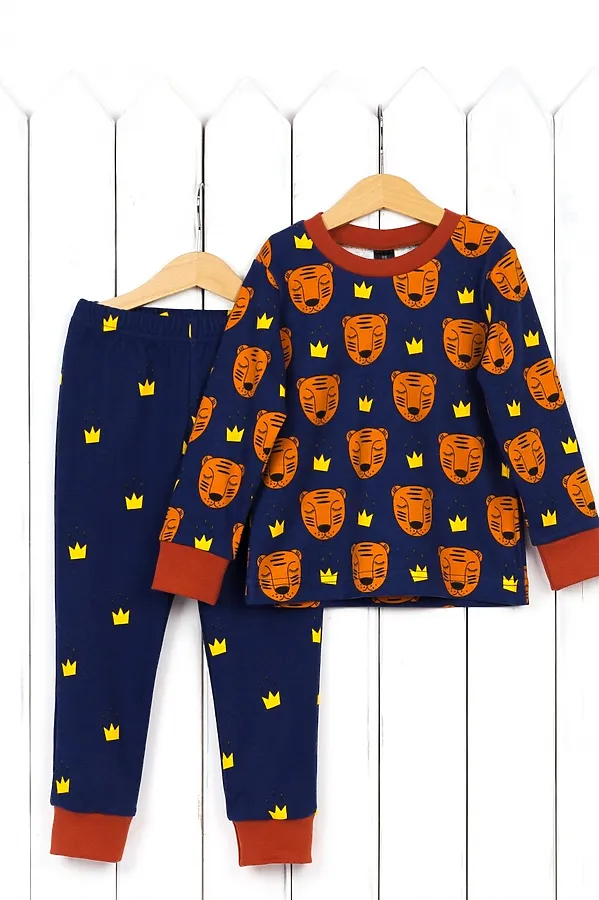 Пижама BABY BOOM, тигры/короны/терра - фото 1