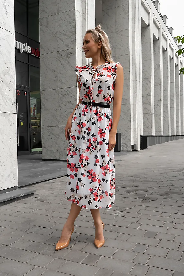 Платье OPEN-STYLE, белый/розовый - фото 1