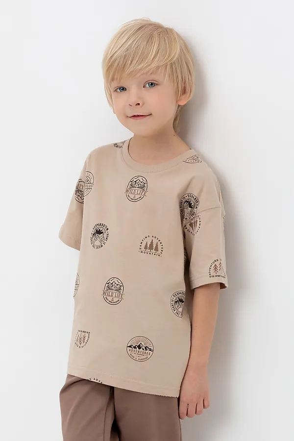 Футболка  CROCKID, темно-бежевый,горы к490 - фото 1