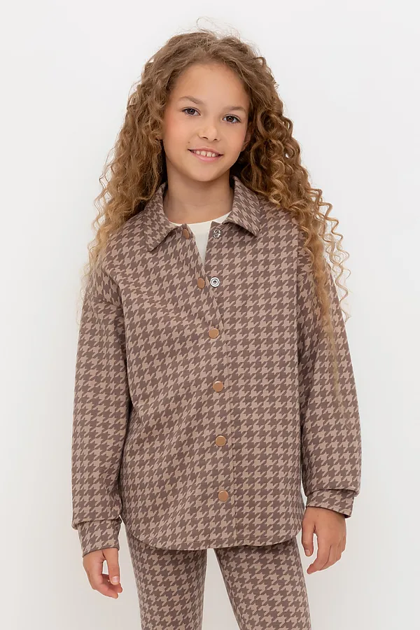 Рубашка CROCKID, беж,гусиная лапка к509 - фото 1