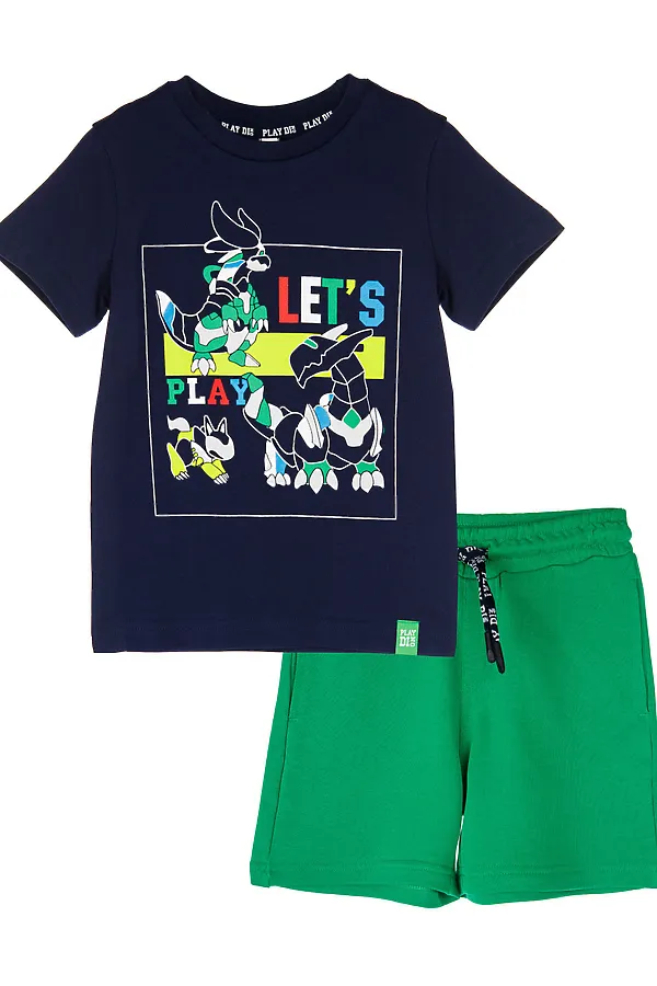 Комплект (Футболка+Шорты) PLAYTODAY, тёмно-синий,зеленый - фото 1