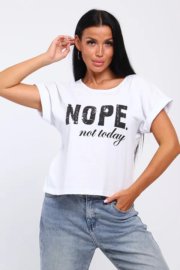 Футболка Nope, not today, Арт. 804 НАТАЛИ, белый - фото 1