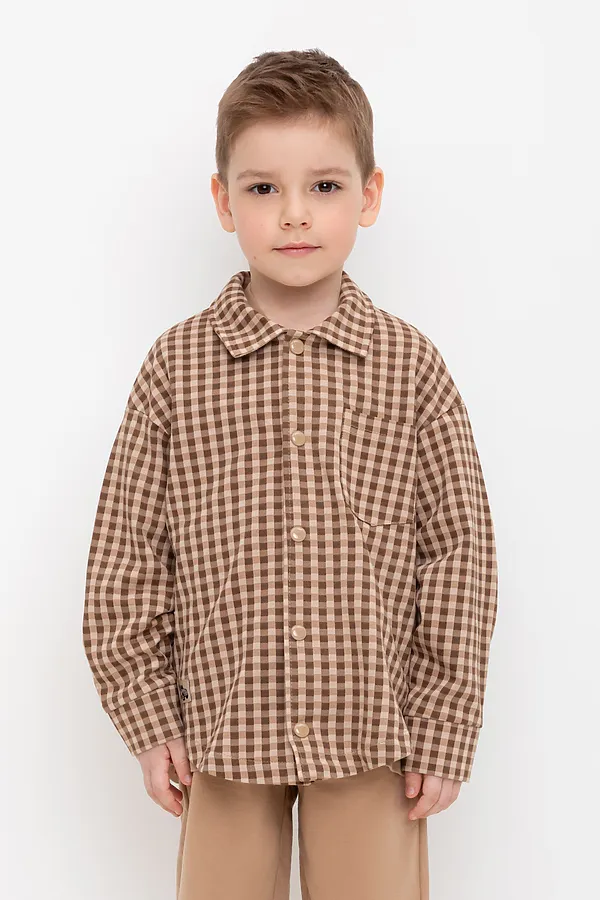 Рубашка CROCKID, темно-бежевый,клетка к514 - фото 1