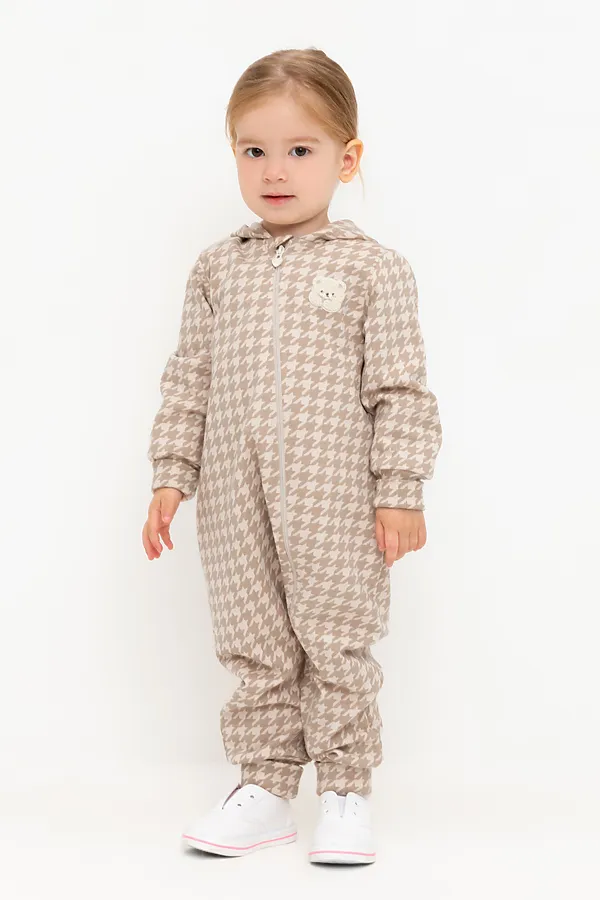 Комбинезон  CROCKID, бежевый,гусиная лапка к505 - фото 1