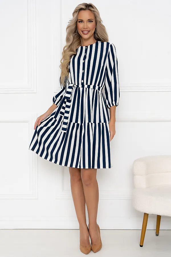Платье OPEN-STYLE, темно-синий /белый - фото 1