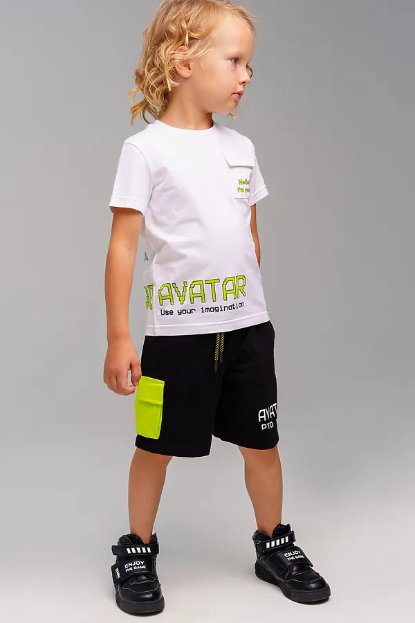 Комплект (Футболка+Шорты) PLAYTODAY, белый,черный - фото 1