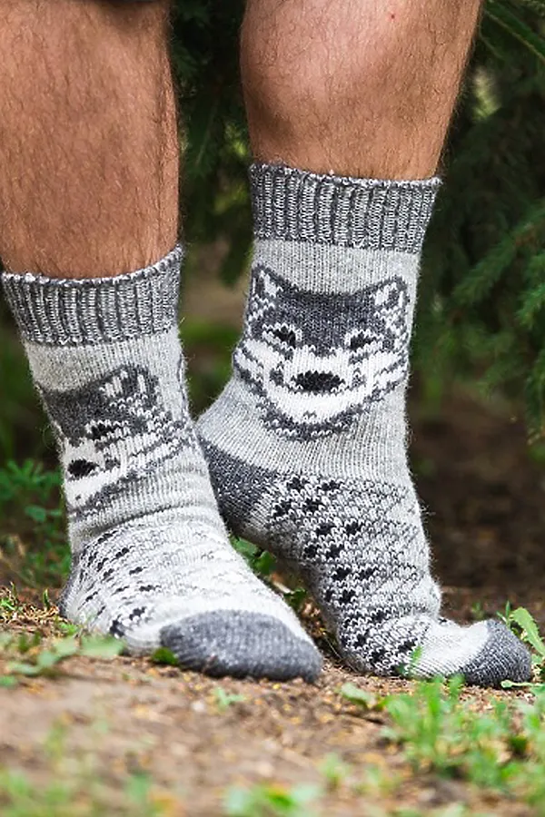 Носки шерстяные шерстяные мужские Волк НАТАЛИ, серый - фото 1