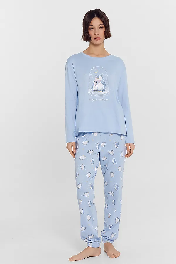 Пижама MARK FORMELLE, голубой +пингвины на голубом - фото 1