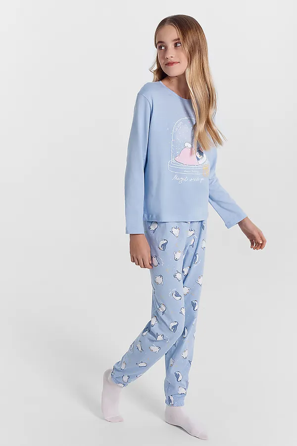 Комплект (Джемпер+Брюки) MARK FORMELLE, голубой +пингвины на голубом - фото 1