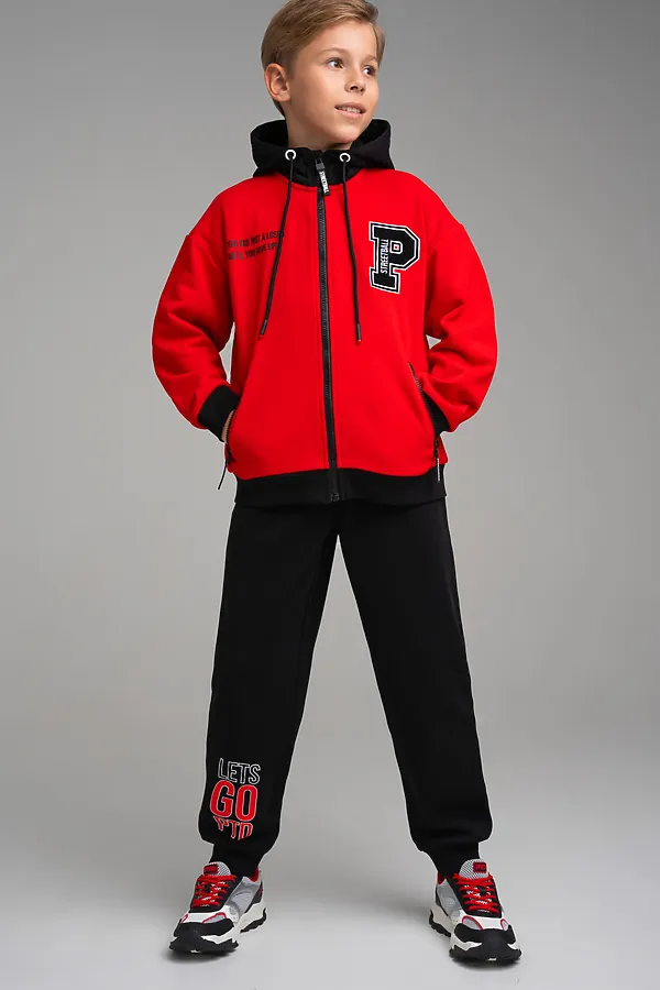 Костюм (Толстовка+Брюки) PLAYTODAY, черный,красный - фото 1