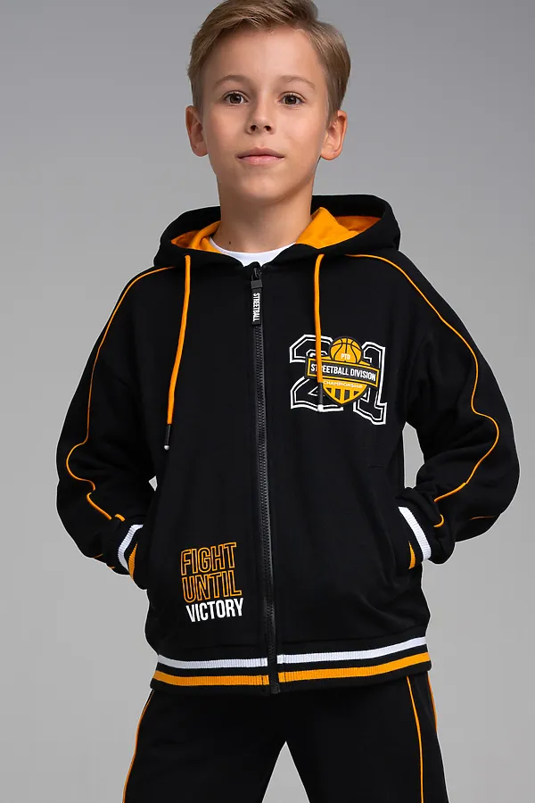 Толстовка PLAYTODAY, черный,оранжевый - фото 1