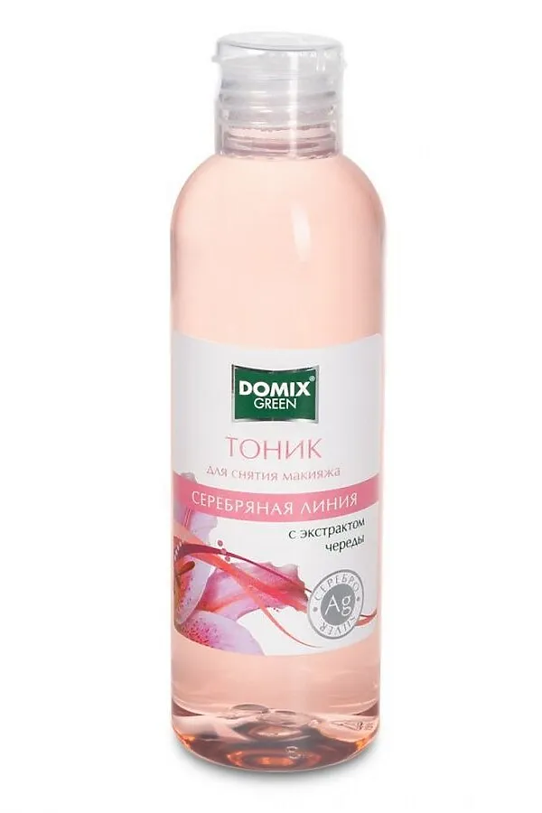 Domix Green Тоник для снятия макияжа с чередой и наносеребром, 200 мл KRISTALLER, розовый - фото 1