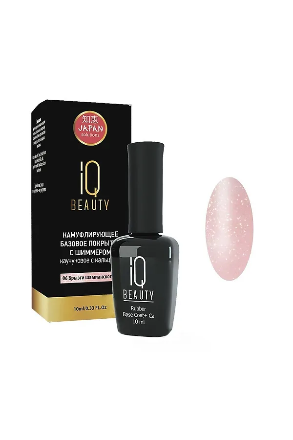 IQ Beauty Покрытие базовое каучуковое с кальцием, брызги шампанского с шиммером, 10 мл KRISTALLER, брызги шампанского с шиммером - фото 1