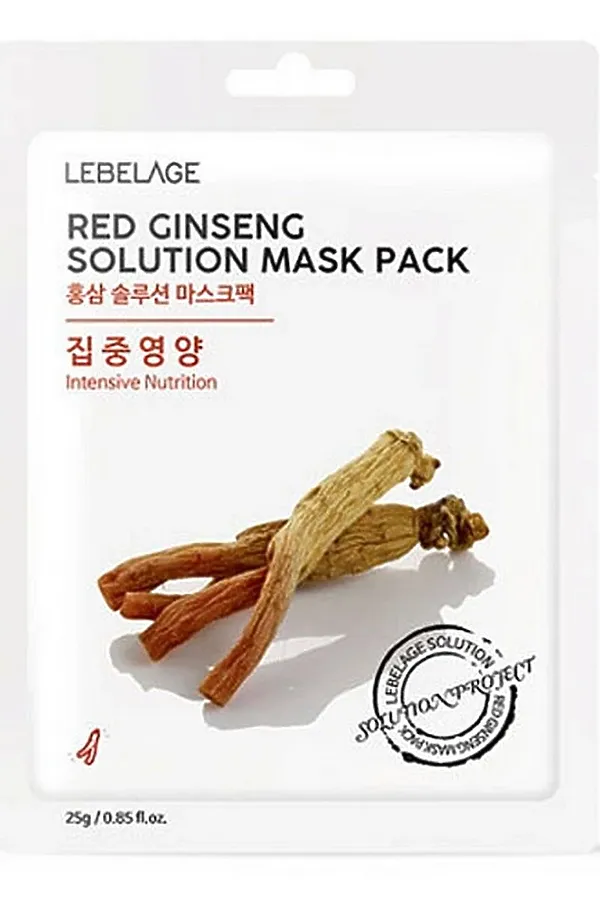 Lebelage Маска тканевая с красным женьшенем / Red Ginseng Solution Mask Pack, 25 г KRISTALLER, красный женьшень - фото 1