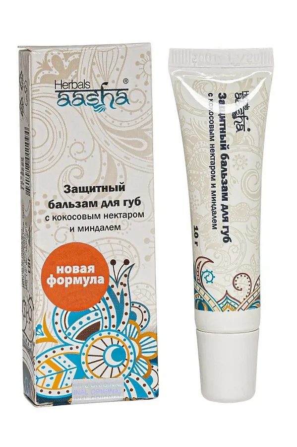 Aasha Herbals Защитный бальзам для губ с кокосовым нектаром и миндалем KRISTALLER, кокосовый нектар и миндаль - фото 1