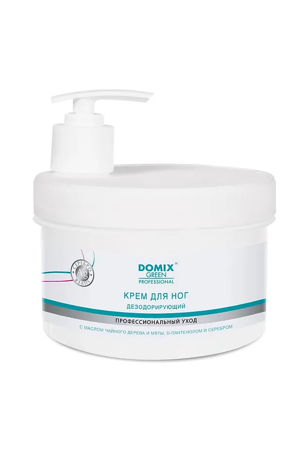 Domix Green Professional Крем для ног дезодорирующий с серебром и маслом чайного дерева, 500 мл KRISTALLER, белый - фото 1