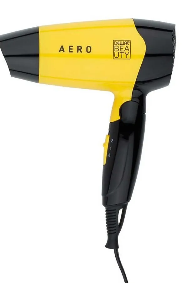 Dewal Beauty Фен для волос дорожный / Aero Yellow HD1002-Yellow, 1400 Вт, желтый KRISTALLER, желтый - фото 1