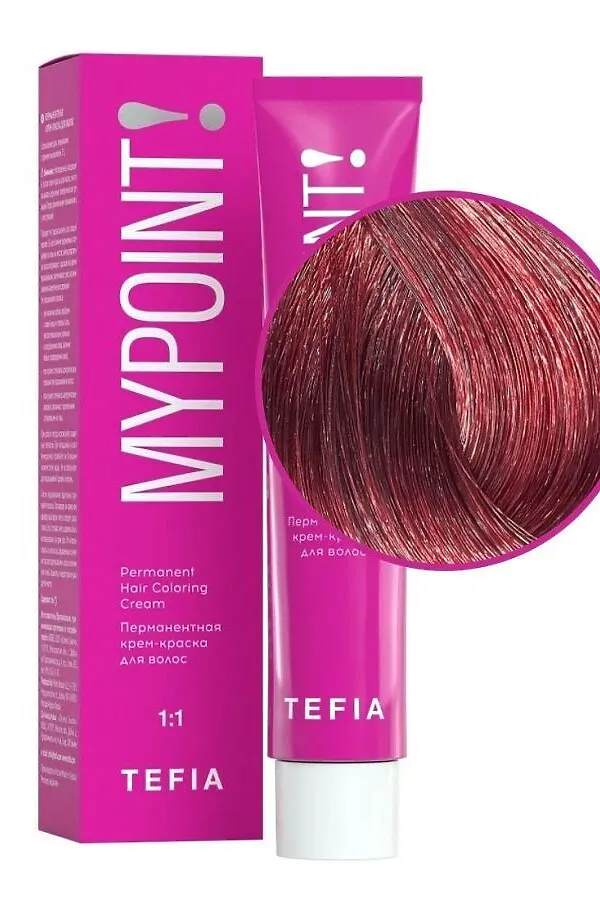 TEFIA Mypoint 5.5 Перманентная крем-краска для волос / Светлый брюнет красный, 60 мл KRISTALLER, светлый брюнет красный - фото 1