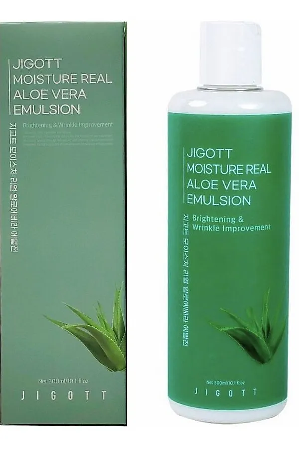 Jigott Увлажняющая эмульсия с экстрактом алоэ / Moisture Real Aloe Vera Emulsion, 300 мл KRISTALLER, зеленый - фото 1