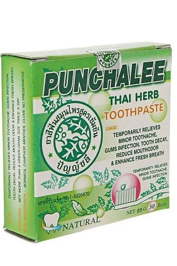 Punchalee Растительная зубная паста / Thai Herb Toothpaste, 25 г KRISTALLER, зелёный - фото 1