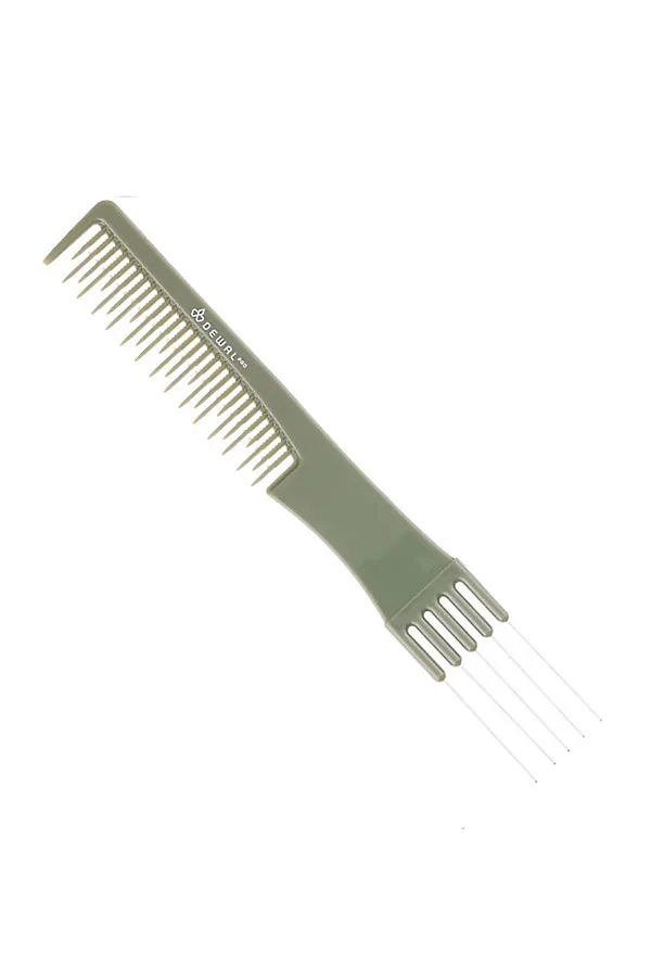 Dewal Расчёска рабочая для начеса с металлической вилкой / Эконом OLIVE CO-6506OLIVE, 19 см KRISTALLER, оливковый - фото 1
