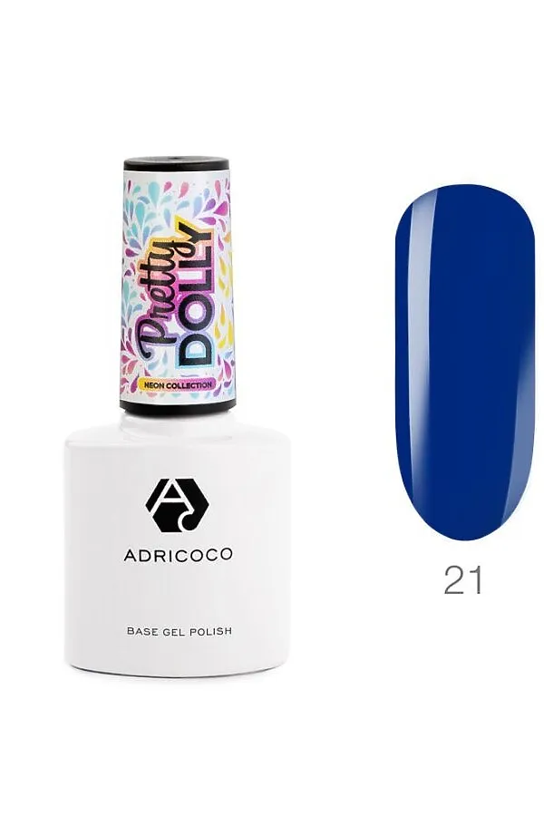ADRICOCO Гель-лак для ногтей / Pretty dolly №21, неоновый синий, 8 мл KRISTALLER, №21, неоновый синий - фото 1