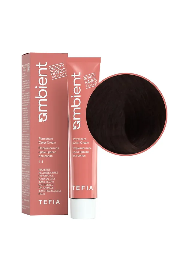 TEFIA  Ambient Перманентная крем-краска для волос / Коричневый корректор, 60 мл KRISTALLER, коричневый корректор - фото 1