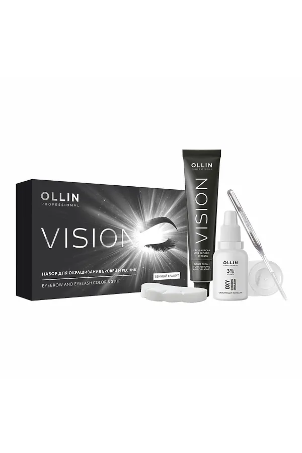 Ollin Набор для окрашивания бровей и ресниц / Vision, темный графит KRISTALLER, темный графит - фото 1