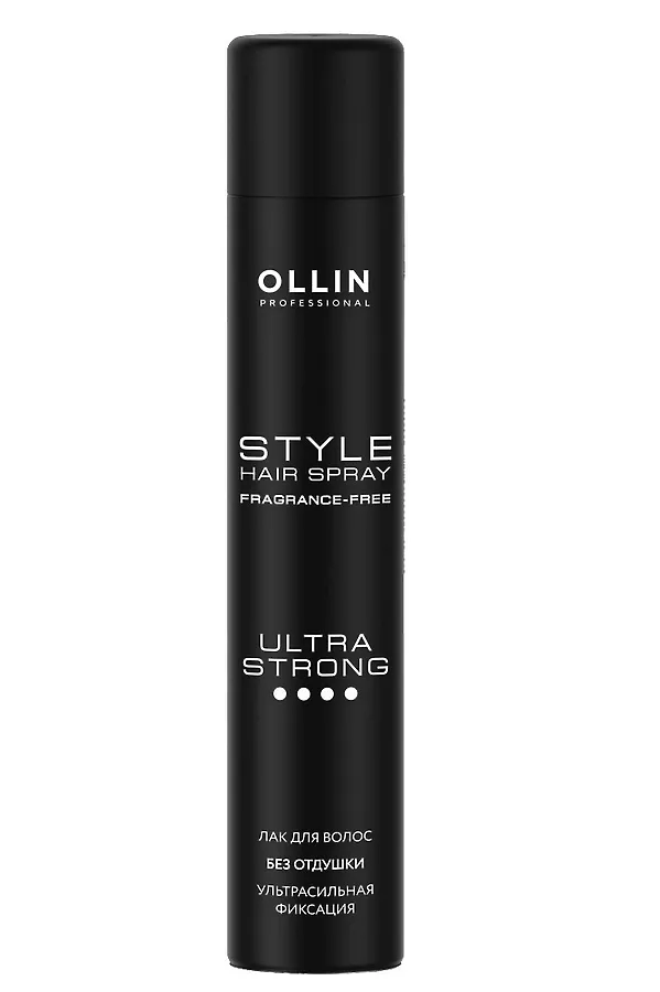 Ollin Лак для волос ультрасильной фиксации без отдушки / Style Hair Spray Fragnance Free Ultra Strong, 400 мл KRISTALLER, черный - фото 1