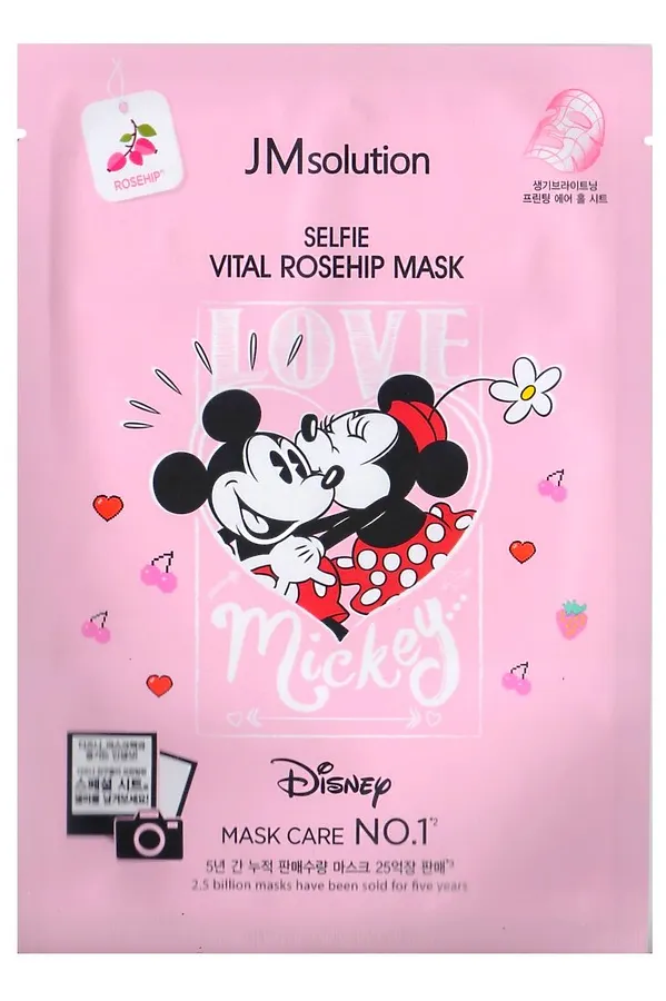 JMSolution Маска тканевая с экстрактом шиповника / Disney Collection Selfie Vital Rosehip Mask, 30 мл KRISTALLER, белый - фото 1