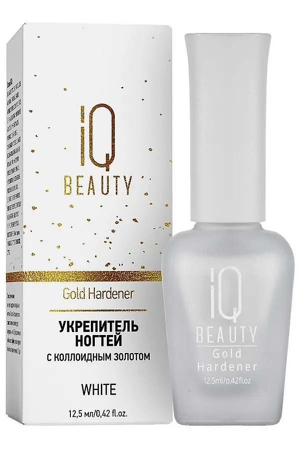 IQ Beauty Укрепитель для ногтей с коллоидным золотом / Gold Hardener White, 12,5 мл KRISTALLER, белый - фото 1