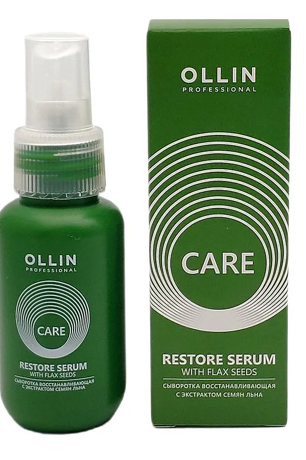 Ollin Сыворотка для волос восстанавливающая с экстрактом семян льна / Restore Serum with Flax Seeds, 50 мл KRISTALLER, зеленый - фото 1