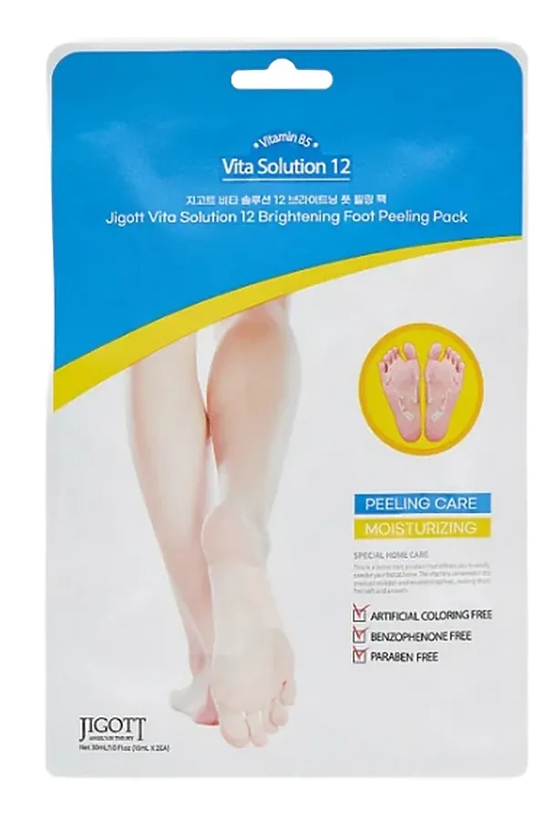 Jigott Отшелушивающие пилинг-носочки с осветляющим эффектом / Vita Solution 12 Brightening Foot Peeling Pack, 30 мл KRISTALLER, белый - фото 1