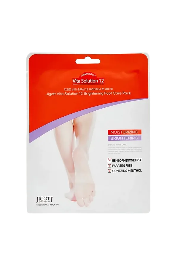 Jigott Маска для ног / Vita Solution 12 Brightening Foot Care Pack, 20 мл KRISTALLER, белый - фото 1