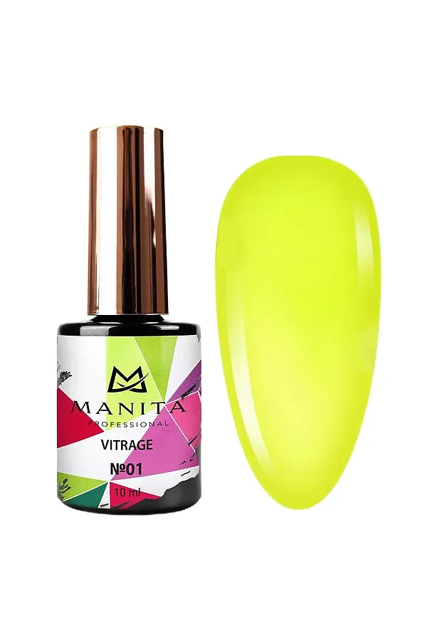 Manita Professional Гель-лак для ногтей c эффектом витража / Vitrage №01, желтый, 10 мл KRISTALLER, №01, желтый - фото 1