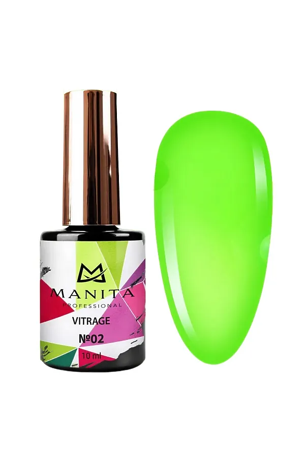 Manita Professional Гель-лак для ногтей c эффектом витража / Vitrage №02, зеленый, 10 мл KRISTALLER, №02, зеленый - фото 1