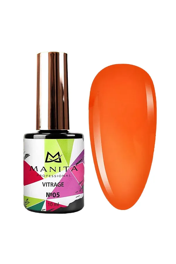 Manita Professional Гель-лак для ногтей c эффектом витража / Vitrage №05, морковно-красный, 10 мл KRISTALLER, №05, морковно-красный - фото 1