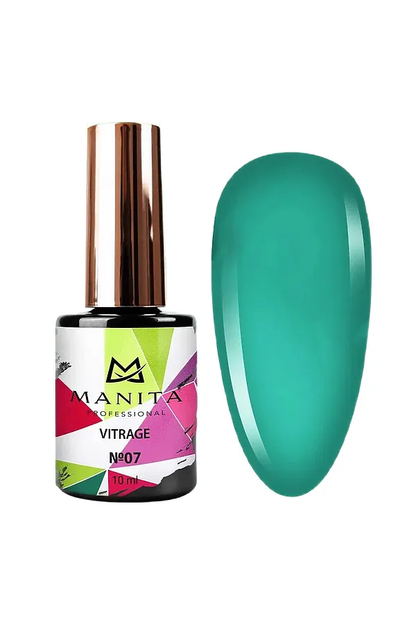 Manita Professional Гель-лак для ногтей c эффектом витража / Vitrage №07, изумрудный, 10 мл KRISTALLER, №07, изумрудный - фото 1