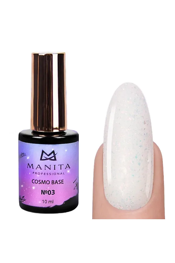 Manita Professional База для ногтей камуфлирующая с блестками №03 / Cosmo Base, 10 мл KRISTALLER, №03 - фото 1