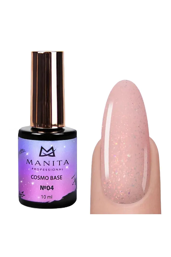 Manita Professional База для ногтей камуфлирующая с блестками №04 / Cosmo Base, 10 мл KRISTALLER, №04 - фото 1