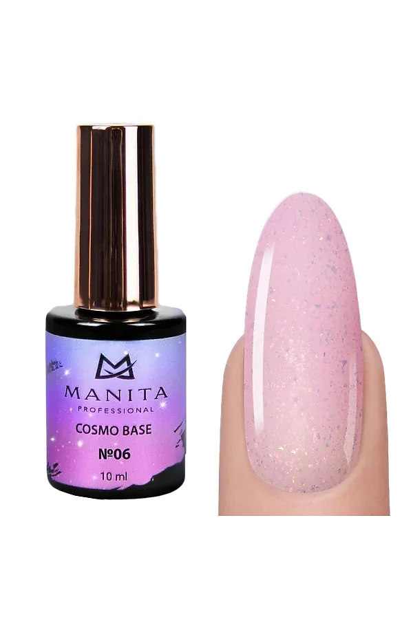Manita Professional База для ногтей камуфлирующая с блестками №06 / Cosmo Base, 10 мл KRISTALLER, №06 - фото 1