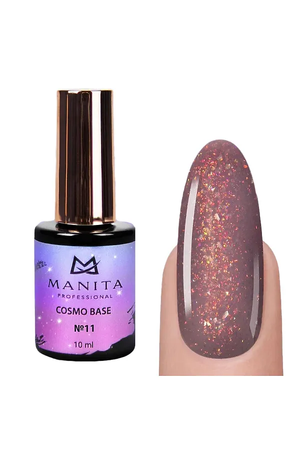 Manita Professional База для ногтей камуфлирующая с блестками №11 / Cosmo Base, 10 мл KRISTALLER, №11 - фото 1