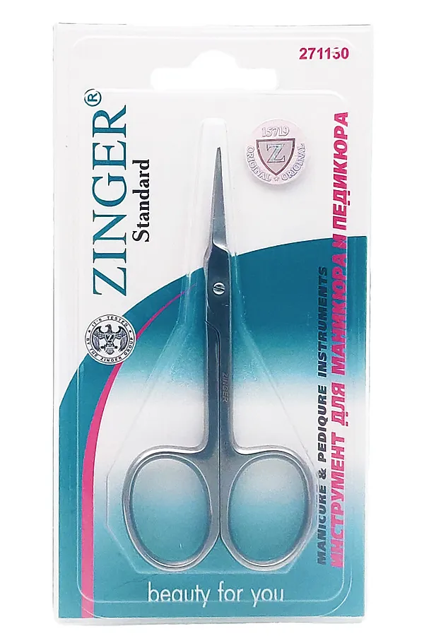 Zinger Ножницы маникюрные для кутикулы изогнутые / Standard B 128 S, глянцевые, 9,5 см KRISTALLER, серый - фото 1