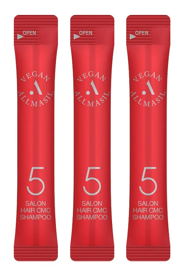 AllMasil Шампунь для волос восстанавливающий с аминокислотами / 5 Salon Hair CMC Shampoo Stick Pouch, 20 шт. х 8 мл KRISTALLER, красный - фото 1