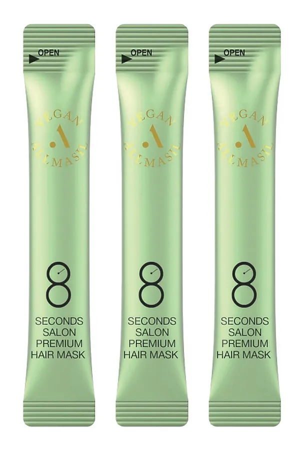 AllMasil Питательная маска для волос ампульного типа / 8 Seconds Salon Premium Hair Mask Stick Pouch, 20 шт. х 8 мл KRISTALLER, зеленый - фото 1