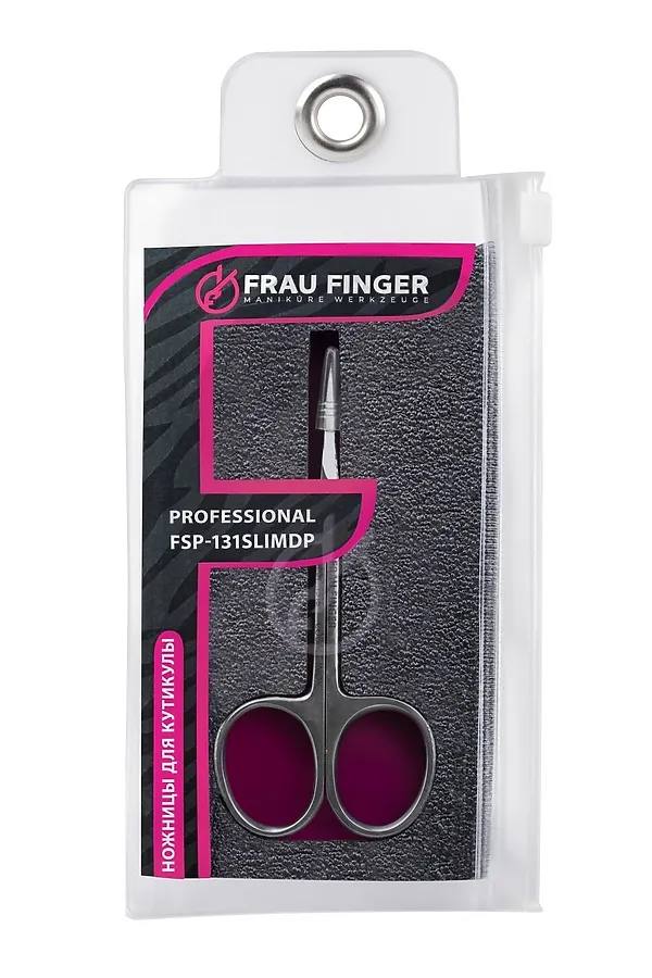 Frau Finger Ножницы маникюрные для кутикулы изогнутые / Professional FSP-131SLIMDP, матовые, ручная заточка, 10 см KRISTALLER, серый - фото 1