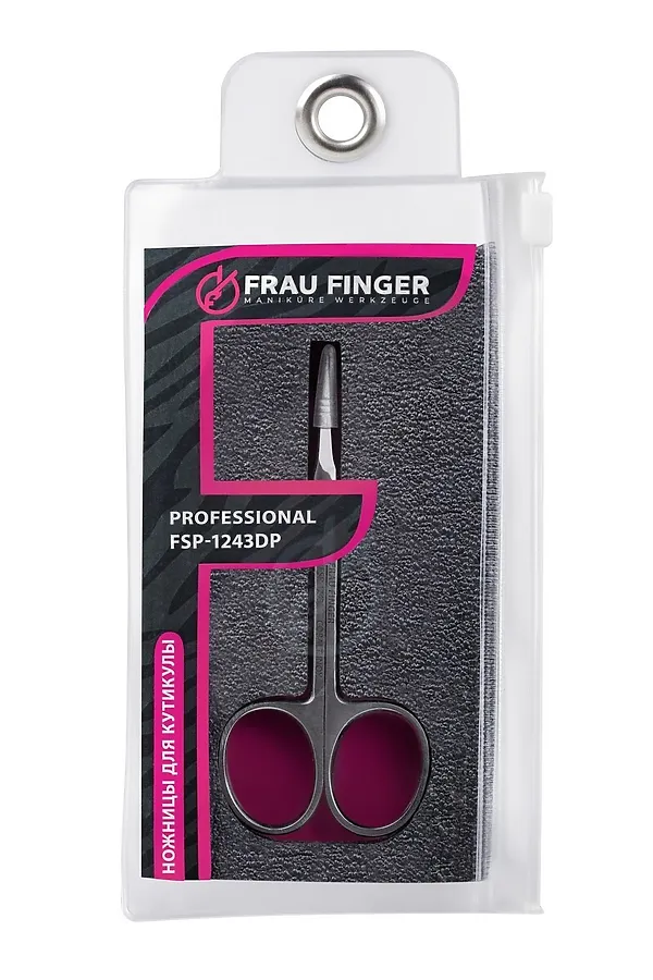 Frau Finger Ножницы маникюрные для кутикулы изогнутые / Professional FSP-1243DP, матовые, ручная заточка, 10 см KRISTALLER, серый - фото 1